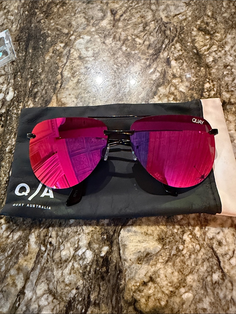 Quay Australia Pink Mirrored Aviator Sunglasses